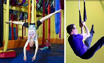 picture of people doing aerial yoga