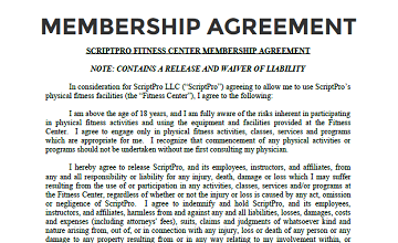 Membership agreement form